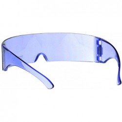 Wrap Futuristic Robotic Daft Punk Monoblock Shield Wrap Sunglasses Translucent - Purple - C818SLZEE38 $13.21