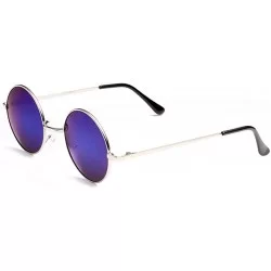 Round Unisex Hippie Vintage Sunglasses - Anti UV Retro Oversized Round Eyewear (Silver Frame with Purple Resin Lenses) - CW18...