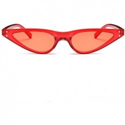 Aviator Oulylan Small Cat Eye Sunglasses Women Vintage Trendy Sun Clear Red As Picture - Clear Red - CV18YQSYRU7 $17.53