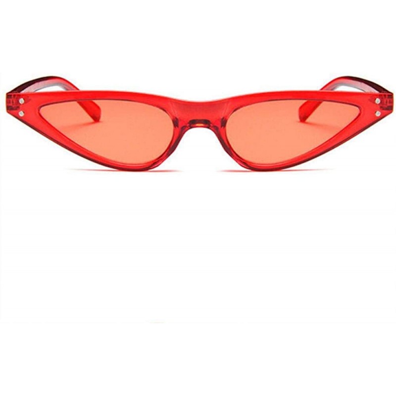 Aviator Oulylan Small Cat Eye Sunglasses Women Vintage Trendy Sun Clear Red As Picture - Clear Red - CV18YQSYRU7 $9.45