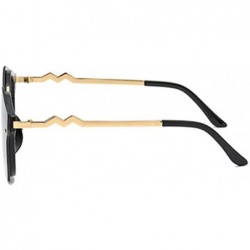 Rectangular Unisex Retro Cat Eye Metal Frame Oversized Plastic Lenses Sunglasses - Gray - CC18NI5YKH3 $11.92