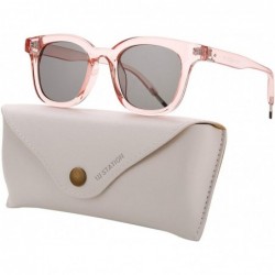 Oversized Vintage Sunglasses Womens Mens Plastic Frame UV400 with Sunglasses Case U573 - Pink - CP18I6603DZ $9.09