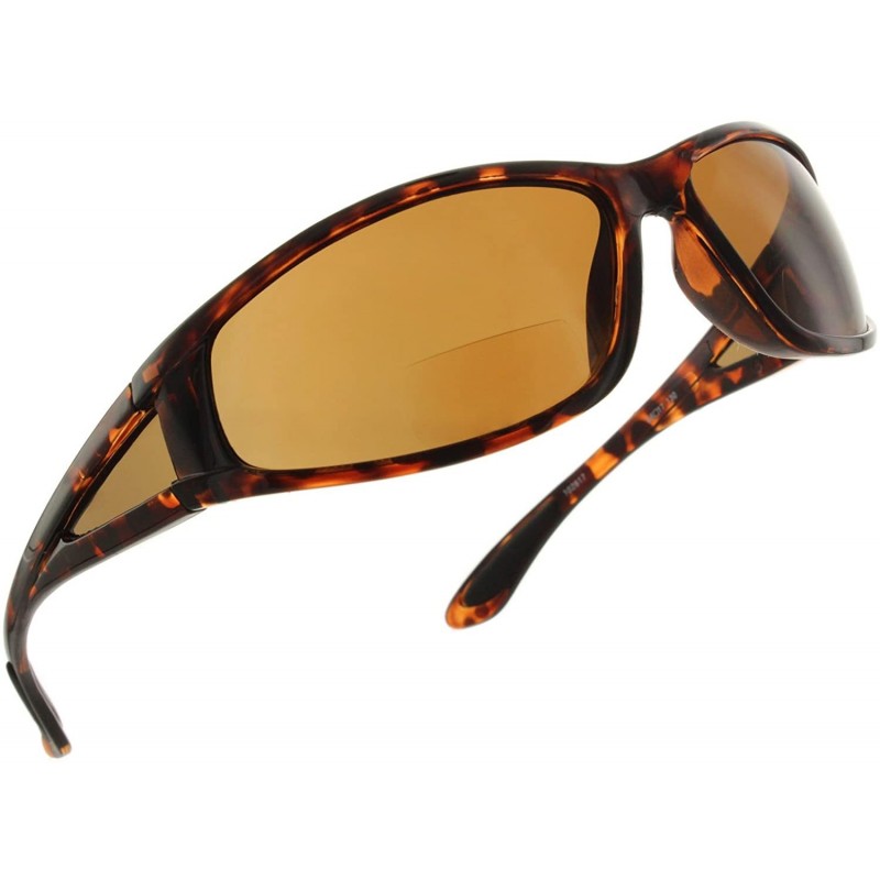 Round Wrap Polarized Sunglasses Invisible Line Bifocal Sunglass Readers - Tortoise - CD18C57SCKI $39.59