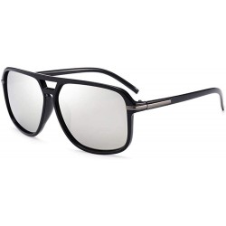 Oversized Sunglasses Men Polarized Oversized Mirror Driving Sun Glasses Man Brand Black - Silver - CB18XDWX26Q $8.77