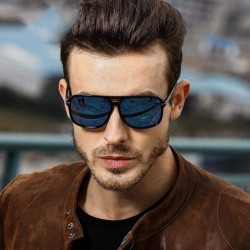 Oversized Sunglasses Men Polarized Oversized Mirror Driving Sun Glasses Man Brand Black - Silver - CB18XDWX26Q $8.77