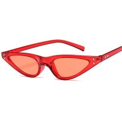 Aviator Oulylan Small Cat Eye Sunglasses Women Vintage Trendy Sun Clear Red As Picture - Clear Red - CV18YQSYRU7 $9.45
