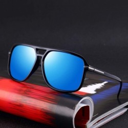 Oversized Sunglasses Men Polarized Oversized Mirror Driving Sun Glasses Man Brand Black - Silver - CB18XDWX26Q $8.77