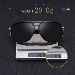 Oversized Sunglasses Men Polarized Oversized Mirror Driving Sun Glasses Man Brand Black - Silver - CB18XDWX26Q $8.77