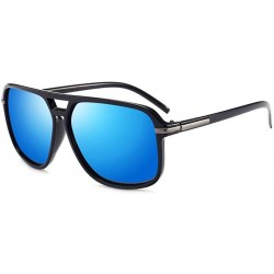 Oversized Sunglasses Men Polarized Oversized Mirror Driving Sun Glasses Man Brand Black - Silver - CB18XDWX26Q $8.77