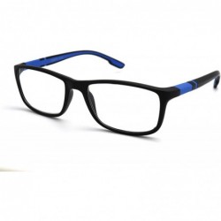 Rectangular Soft Matte Black w/ 2 Tone Reading Glasses Spring Hinge 0.74 Oz - Z1 Matte Black Matte Blue - CL18SYQ53ZZ $17.40