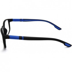 Rectangular Soft Matte Black w/ 2 Tone Reading Glasses Spring Hinge 0.74 Oz - Z1 Matte Black Matte Blue - CL18SYQ53ZZ $17.40