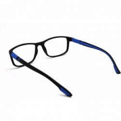 Rectangular Soft Matte Black w/ 2 Tone Reading Glasses Spring Hinge 0.74 Oz - Z1 Matte Black Matte Blue - CL18SYQ53ZZ $17.40