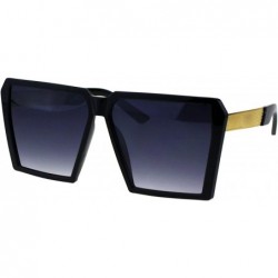 Square Womens Super Oversized Sunglasses Square Trapezoid Frame UV 400 - Black Gold (Smoke) - CG18HCHGH3Z $10.19