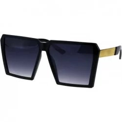 Square Womens Super Oversized Sunglasses Square Trapezoid Frame UV 400 - Black Gold (Smoke) - CG18HCHGH3Z $19.34