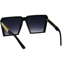 Square Womens Super Oversized Sunglasses Square Trapezoid Frame UV 400 - Black Gold (Smoke) - CG18HCHGH3Z $10.19