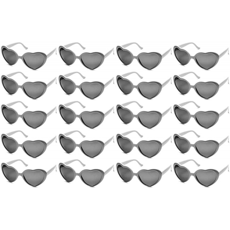 Oversized 10 Packs Neon Colors Wholesale Heart Sunglasses - 20 Packs White - CF18G0OQ6LS $28.13