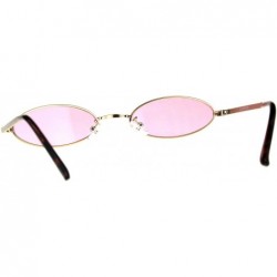 Oval Super Skinny Sunglasses Womens Oval Flat Metal Frame Color Lens UV400 - Gold (Pink) - CY18GL4HO7C $10.92