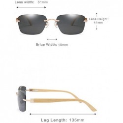 Square new bamboo feet square frameless sunglasses spring hinge unisex brand luxury sunglasses UV400 - Brown - CC193482MYR $1...