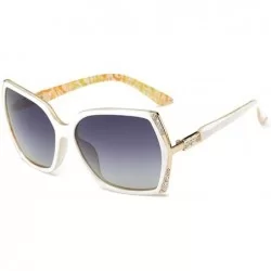 Square Women Sparkling Crystal Polarized Sunglasses UV400 - White - CK18GLNQX9X $21.68