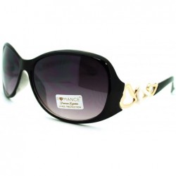 Oval Women's Fashion Sunglasses Oval Round Frame Heart Design - Black White - C411NBAZSJF $19.57