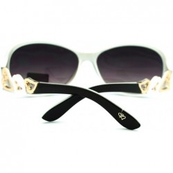 Oval Women's Fashion Sunglasses Oval Round Frame Heart Design - Black White - C411NBAZSJF $9.65