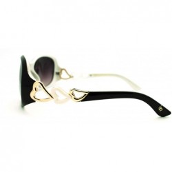Oval Women's Fashion Sunglasses Oval Round Frame Heart Design - Black White - C411NBAZSJF $9.65