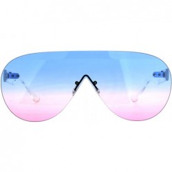 Shield Mens Futuristic Rimless Panel Shield Racer Pilots Sunglasses - Blue Pink - CW18C7K2G2S $11.87