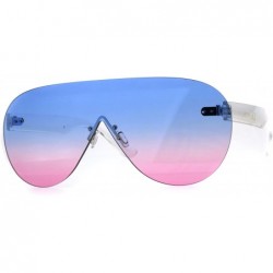 Shield Mens Futuristic Rimless Panel Shield Racer Pilots Sunglasses - Blue Pink - CW18C7K2G2S $11.87
