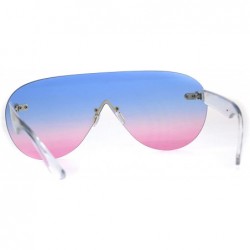 Shield Mens Futuristic Rimless Panel Shield Racer Pilots Sunglasses - Blue Pink - CW18C7K2G2S $11.87