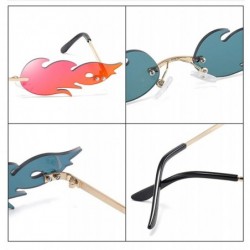 Rimless 2020 Fashion Fire Flame Sunglasses Women Men Brand Design Rimless Wave Eyewear - Black - CW196K3C7YO $13.62