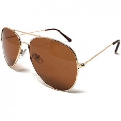 Aviator Gold Wire Pilot Aviator Sunglasses w/Brown Amber Lenses - CB18N799O3K $19.09