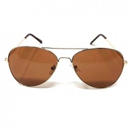 Aviator Gold Wire Pilot Aviator Sunglasses w/Brown Amber Lenses - CB18N799O3K $7.74