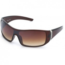 Shield Hardcore Mens Shield Plastic Sunglasses - Brown/Yellow - CQ117JWBUMV $19.13