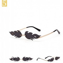 Rimless 2020 Fashion Fire Flame Sunglasses Women Men Brand Design Rimless Wave Eyewear - Black - CW196K3C7YO $13.62