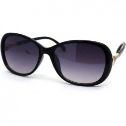Oval Womens Jewel Arm Luxury Designer Oval Butterfly Sunglasses - Black Smoke - CA18ZMEK6LS $22.61