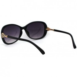 Oval Womens Jewel Arm Luxury Designer Oval Butterfly Sunglasses - Black Smoke - CA18ZMEK6LS $10.53