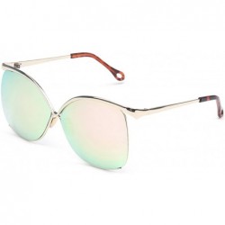 Wayfarer Outstanding Designed Frame Big Face Sunglasses For Women Young Fashion Stylish - Gold/Pink - C412FJ31E77 $34.10