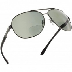 Round Aviator Polarized Bifocal Sunglasses Sun Readers Bi Focal Reading Glasses - Gunmetal Black - CY182DGU5XT $28.66