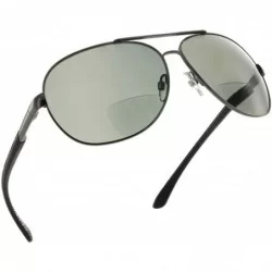Round Aviator Polarized Bifocal Sunglasses Sun Readers Bi Focal Reading Glasses - Gunmetal Black - CY182DGU5XT $65.39