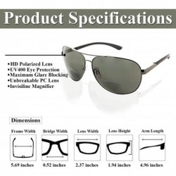 Round Aviator Polarized Bifocal Sunglasses Sun Readers Bi Focal Reading Glasses - Gunmetal Black - CY182DGU5XT $28.66