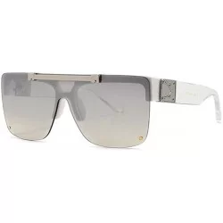 Square Woman Men Square Sunglasses Fashion Flip Lens Glasses Oversized Sunglasses Shade For Female - White Silver - CO1906D96...