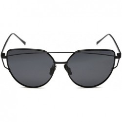 Aviator Polarized Cat Eye Women Street Fashion Metal Full Frame Flat Mirrored Lens UV Protection Sunglasses - CZ183QM4M4I $12.82