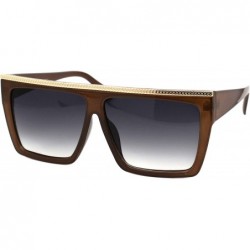 Square Womens Square Sunglasses Flat Gold Metal Top Chic Trendy Shades UV 400 - Brown (Smoke) - CE196A89IHG $12.54