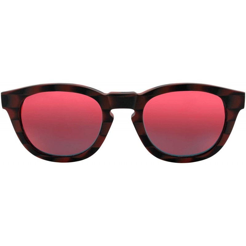Oval Women Italian Handmade Oval Sunglasses - Non-Prescription/Rx-able Designer Glasses Frame - 3 - Red & Black - CT18SAW4NDS...