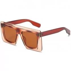 Square Trendy Oversized Square Sunglasses for Women Large Double Frame Shades UV Protection - C3 Tea Tea - C9190LDRCYZ $18.35