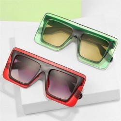 Square Trendy Oversized Square Sunglasses for Women Large Double Frame Shades UV Protection - C3 Tea Tea - C9190LDRCYZ $12.07