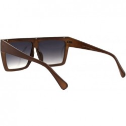 Square Womens Square Sunglasses Flat Gold Metal Top Chic Trendy Shades UV 400 - Brown (Smoke) - CE196A89IHG $12.54