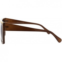 Square Womens Square Sunglasses Flat Gold Metal Top Chic Trendy Shades UV 400 - Brown (Smoke) - CE196A89IHG $12.54