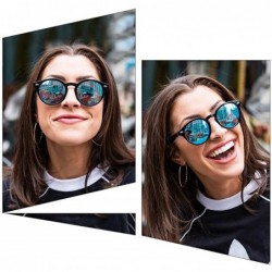 Round Classic Polarized Sunglasses for Women Round Retro Vintage Designer Style - Black-blue Mirrored - C518A4GE0WH $8.77