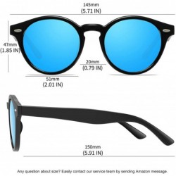 Round Classic Polarized Sunglasses for Women Round Retro Vintage Designer Style - Black-blue Mirrored - C518A4GE0WH $8.77